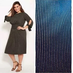 Ashley Stewart Pinstripe Jersey Knit Office Dinner Party Night Out Church Dress